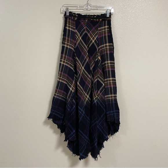 Free People Dresses & Skirts - Free People Dipped In Dreams Plaid Distressed Ombre Dip Dyed Maxi Skirt Size 0